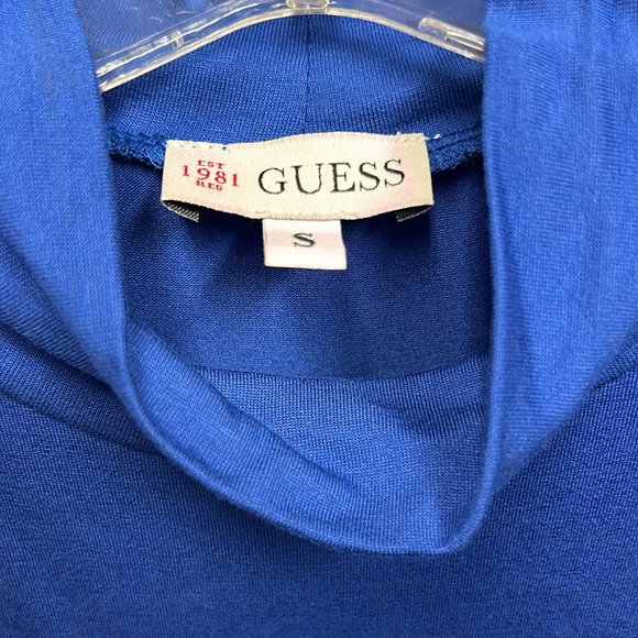 GUESS Women’s Royal Blue Long Sleeveless with ruched Sides - Picture 2 of 5